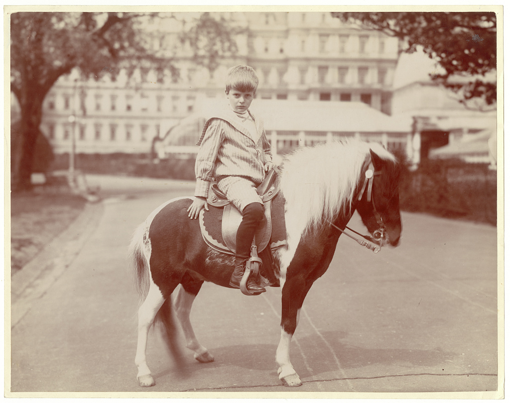 Archie Roosevelt riding Algonquin the pony, 1902. Photo by Frances Benjamin Johnston. Collections of the Library of Congress.