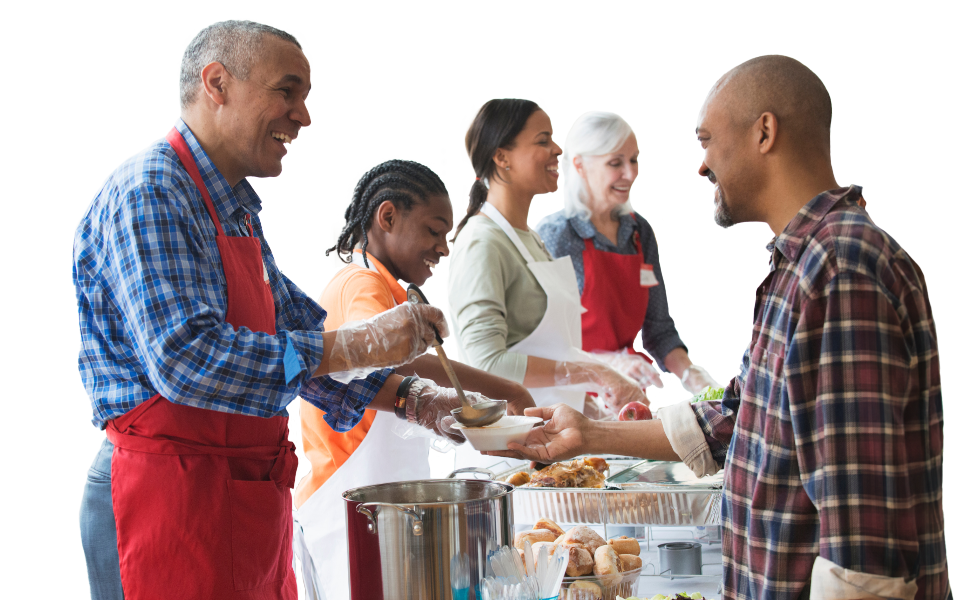 Group of people serving food in the community