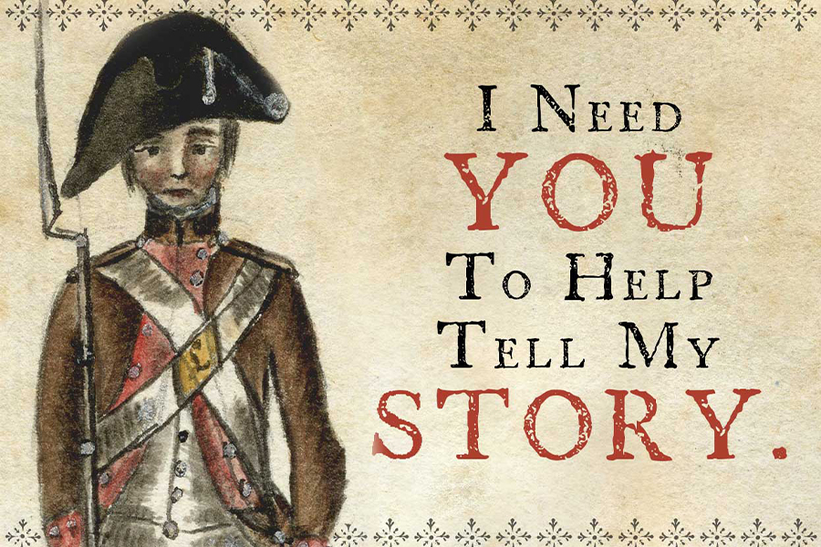 Illustration asking for help sharing stories from U.S. history as part of a volunteer initiative.