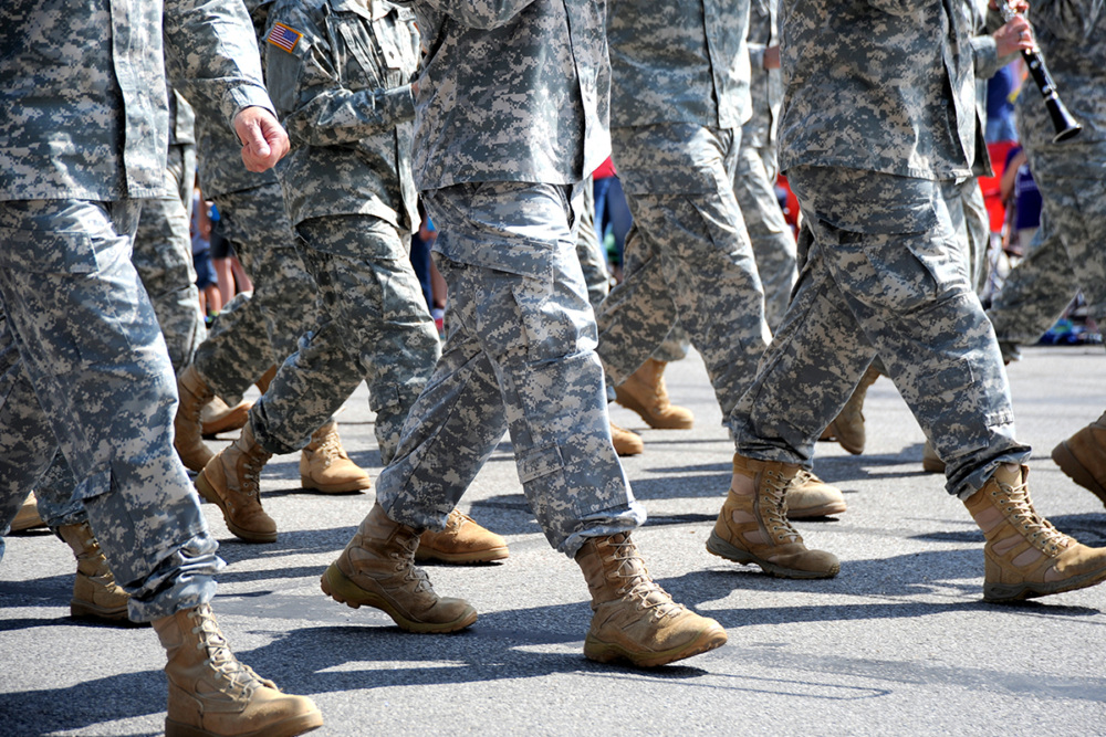 United States soldiers marching together
