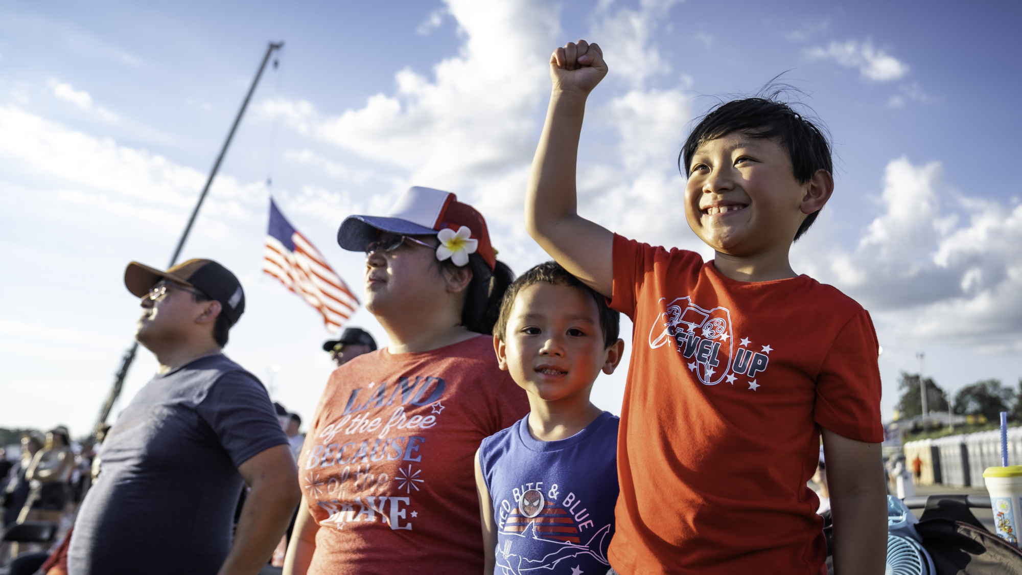 Family celebrating at the America250 Iowa event on July 3 2025